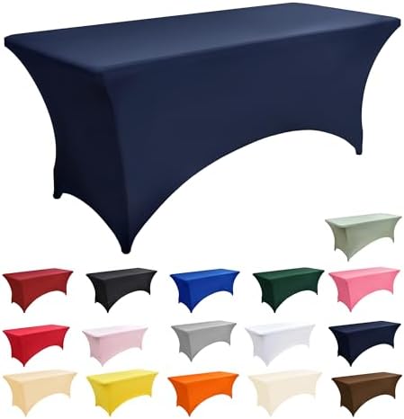 2-Pack 4ft Spandex Table Covers for Rectangular Folding Tables - Wrinkle Resistant Stretch Tight Table Cloths - Ultimate Fitted Table Protector for Parties, Banquet, and Wedding - Image 3