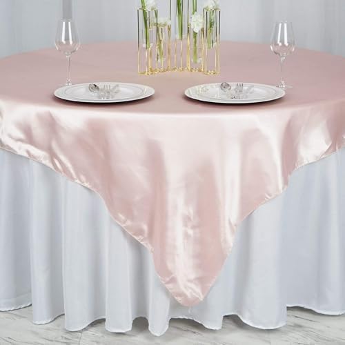 Balsa Circle 10 pcs 72x72 inch Blush Square Tablecloth Satin Fabric Overlays Linens | Table Cloths Cover for Wedding Party Banquet Reception Events Decoration Kitchen Dining Events Kitchen Dining - Image 3