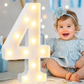 Pooqla Large Light Up Numbers for 4th Birthday Decorations, 12.6 in Tall White Plastic Marquee Numbers Sign Party Decorations, Gift for Girls Boys Night Light Wedding Anniversary Decor, Big Number 4 by Pooqla