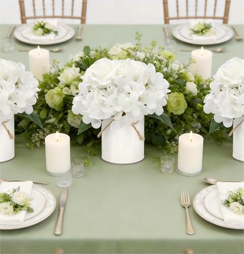 White Flower Table Centerpieces, Rose & Hydrangea, Set of 6 - Image 3