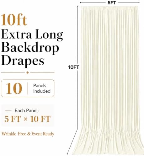 50x10 FT Ivory Backdrop Curtains for Weddings, Parties and Photo Booths - Image 5