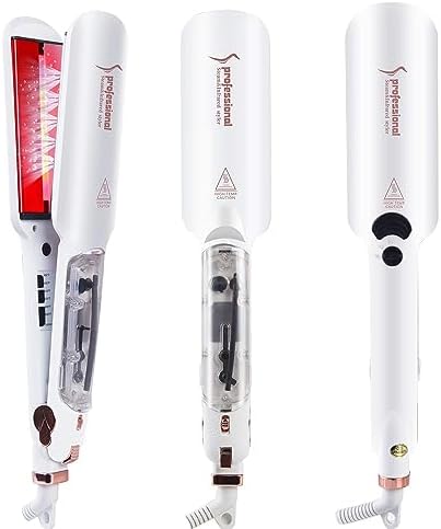 DORISILK Steam Hair Straightener and Curler Iron 2 in 1, Professional Salon Infrared Flat Iron Wide Tourmaline Ceramic Plate, Vapor Straighteners for Hair Instant Heat Up Adjustable Temp, 2 Inch White by DORISILK