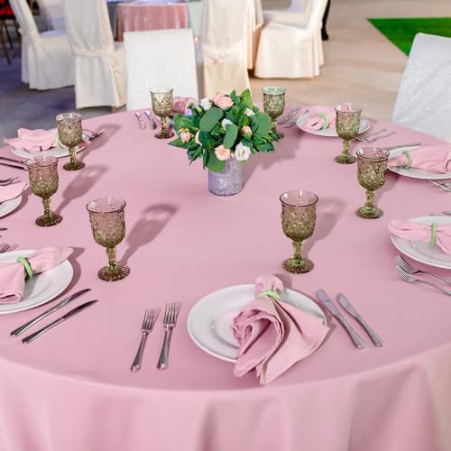 16 Pack Light Pink Plastic Tablecloth for Round Tables, Premium Decorative Pink Disposable Table Cloths for Parties, Bulk Round Party Table Cover for Birthday Wedding Anniversary Graduation, 84 Inch - Image 4