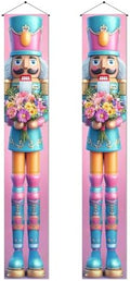 BlissYard Spring Nutcracker Door Banner 12x72 Inch Floral Hanging Banner Nutcracker Decor Daisy Bouquet Porch Sign Spring Summer Door Cover for Front Porch Wall Seasonal Holiday Home Decorations by BlissYard