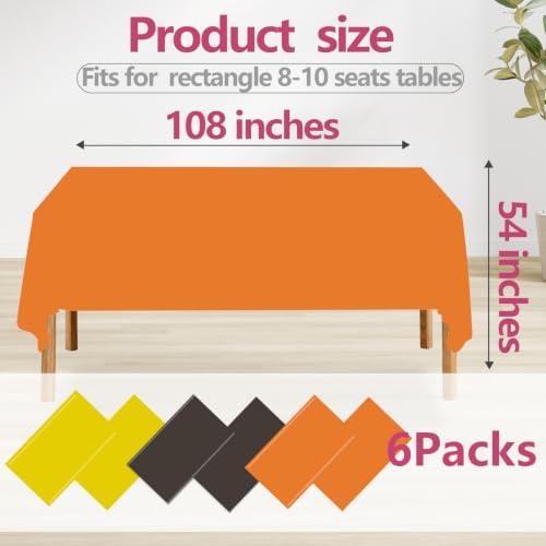 6 Pcs Thanksgiving Fall Disposable Plastic Tablecloth, 54 x 108 Inch - Image 2