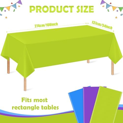12 Pack Monster Plastic Tablecloth for Rectangle Tables, Blue Green Purple Disposable Table Cover, Rectangle Table Cloth for Birthday Monster University Party Supplies Decorations, 54 x 108 Inch - Image 2