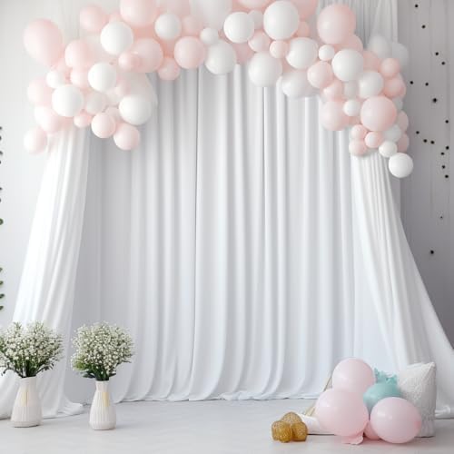 40 ft x 10 ft Thick White Backdrop Curtain for Wedding Parties, 8 Panels White Polyester Wedding Backdrop Drapes for Party Birthday Backdrop Photography Home Decorations - Image 6