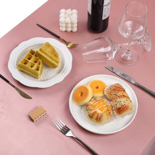 TURSTIN 4 Pack Rose Gold Satin Tablecloth 102 x 58 Inch Overlay Table Cover - Image 5