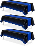 MASHAN 3Pcs Black and Blue Tablecloth Party Decorations,Plastic Black Table Cloth Printed Blue Table Runner Disposable Rectangle Cover for Birthday Wedding Anniversary Graduation Party,54 x108 Inch by MASHAN