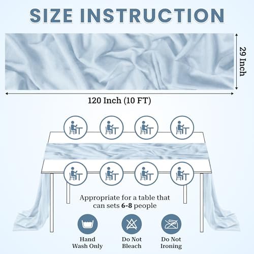 Pack of 5 Chiffon Table Runners 29 x 120 Inch, 10FT Long - Baby Blue - Image 3