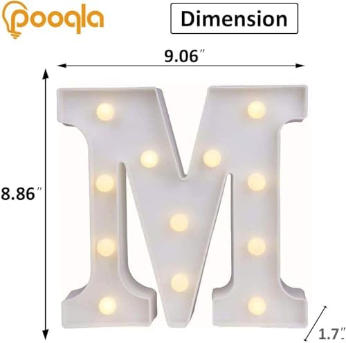 Pooqla LED Light Up Letters, Warm White and Colorful Lighted Marquee Letters with Remote, Lighted Letter for Party Birthday Decorations, Gift for Girls Boys Night Light, Wedding Home Decor, Letter M - Image 3