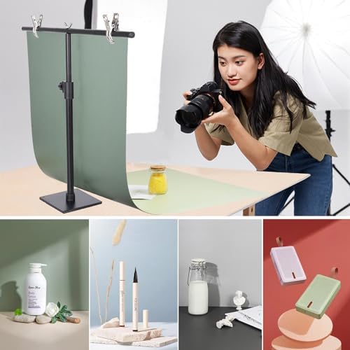 Yoocheese Photo Backdrop for Product Photography, 22x34 in Small Product Background with Tabletop T-Shape Stand, 6Pcs/12 Colors for Flat Lay, Food, Jewelry, Cosmetics Photography - Image 2
