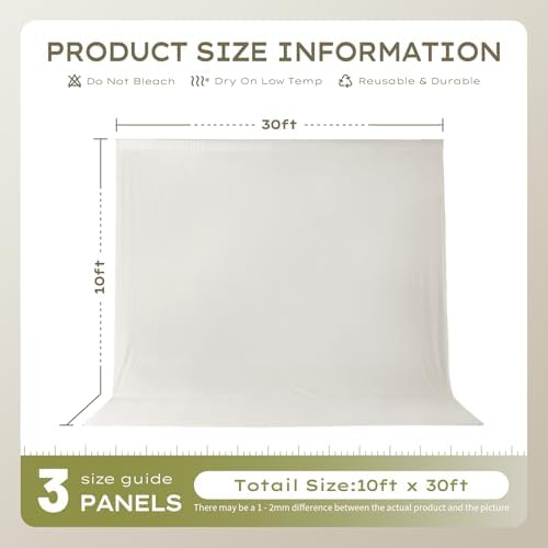 30×10ft Beige Backdrop Curtain for Weeding Parties, Wrinkle-Free Fabric Drape for Baby Shower, Birthday Party Decorations, Photography Photo Booth Background, 3 Panels 10×10ft, with Rod Pocket - Image 5