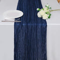 Snowkingdom 10 Ft Navy Blue Cheesecloth Table Runner, 120 inch Long Cheese Cloth Boho Gauze Runner for Christmas Wedding Bridal Baby Shower Birthday Holiday Party Sheer Table Decorations by Snowkingdom