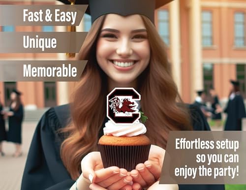 University of South Carolina Cupcake Toppers USC Party Supplies Banner 42Pc - Image 5
