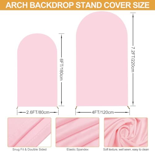 SuuWoee Wedding Arch Backdrop Stand Set of 2 With Pink Cover (7.2FT+6FT) - Image 4