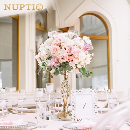 NUPTIO Gold Centerpiece Stand for Table, Twist Style, 17.7" Tall, 2 Pcs - Image 3