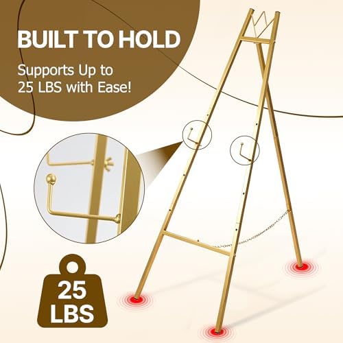 57.5" Gold Easel Stand for Sign, Wedding Sign Stand for Display - Image 7