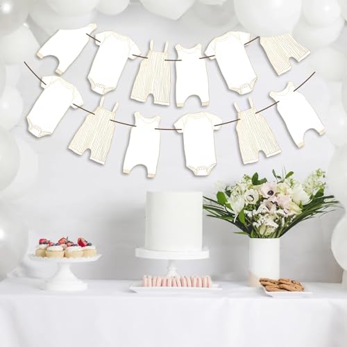 Neutral Baby Shower Bunting - 12Pcs Banner for New Baby Party Decor (Gold) - Image 5