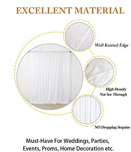 ShinyBeauty 4FTx7FT White Sequin Backdrop,Elegant Wedding & Party Decor,Sparkly Photo Background, Seamless Sequin Curtain | Perfect for Events - Image 4