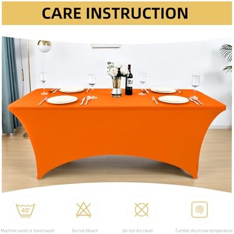 6-Pack 6ft Spandex Table Covers for Rectangle Standard Folding Tables - Wrinkle Resistant Stretch Tablecloths - Ultimate Fitted Table Protector for Parties, Trade Shows, Wedding - Image 6