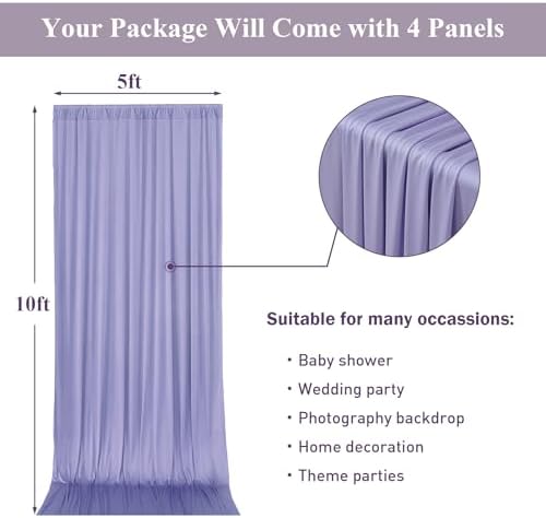 20ft x 10ft Wrinkle Free Lavender Backdrop Curtains for Parties, Polyester Light Purple Photo Backdrop Drapes for Wedding Photography Birthday Party Background Baby Shower - Image 5