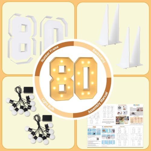 imprsv 80 Marquee Numbers, 3FT Light Up Numbers for 80th Birthday Decor - Image 5
