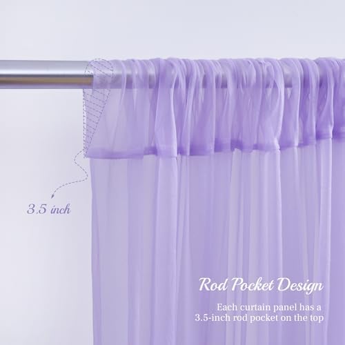 10x10ft Purple Backdrop Curtain with Lights String for Parites, Sheer Photo Backdrop Drapes Tulle Curtains for Wedding Baby Shower Birthday Party Photo Shoot Decorations - Image 7