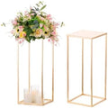 Sziqiqi Gold Centerpieces Geometric Column Flower Stand with Plate, 2Pcs by SZIQIQI