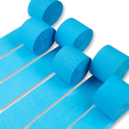 PartyWoo Blue Crepe Paper 6pcs 492 FT Light Baby Pastel Blue Streamers by PartyWoo