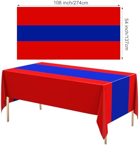 Oudain 3 Pcs Plastic Disposable Table Cloth 54" x 108", Red, Blue - Image 2