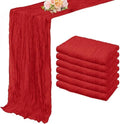 6 Pack Red 10FT Cheesecloth Table Runner Rustic Gauze Fabric Cheese Cloth Table Runner for Wedding Bridal Baby Shower Table Decor Boho Sheer Birthday Party Table Decorations 20 x 120 Inch Long by FoliafeelHome