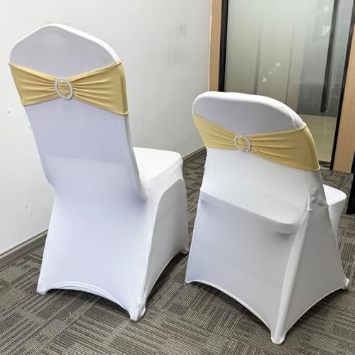 Spandex Chair Sashes Bands, Champagne, 100PCS - Image 6