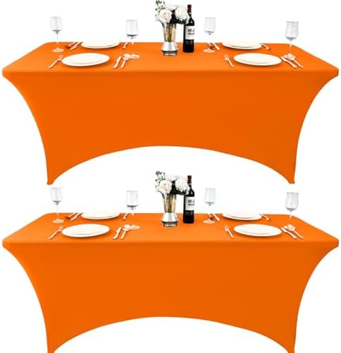 2-Pack 4ft Spandex Table Covers for Rectangular Folding Tables - Wrinkle Resistant Stretch Tight Table Cloths - Ultimate Fitted Table Protector for Parties, Banquet, and Wedding by Unknown