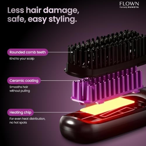 Flown® Original Go Brush PRO - No Damage Heat Brush USB-C Charger (Black) - Image 3