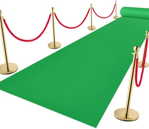 VOK Green Aisle Runner Carpet Rugs for Garden Party, Premium 160 GSM Felt Non-Woven Fabric Runway Rug for Step, Ceremony Parties and Events Indoor or Outdoor Decoration (Green, 3X15 ft) by VOK