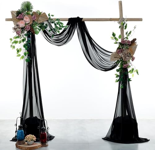 Pack of 1 Wedding Arch Drape Panel Fabric 30" x 100ft - Black - Image 2