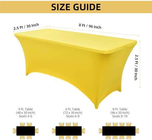 2-Pack 8ft Spandex Table Covers for Rectangle Folding Tables - Washable Elastic Tablecloth - Ultimate Fitted Table Protector for Birthday Parties, Trade Shows, Banquet - Image 4
