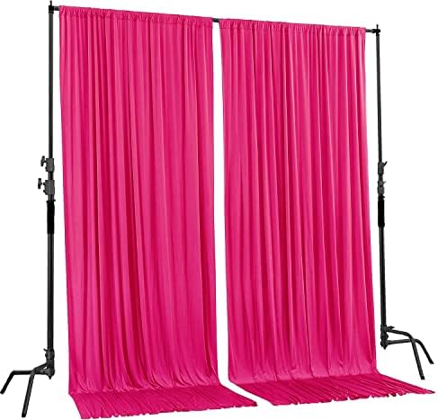 AK TRADING CO. 10 feet x 10 feet Polyester Backdrop Drapes Curtains Panels with Rod Pockets - Wedding Ceremony Party Home Window Decorations - Fuchsia - Image 2