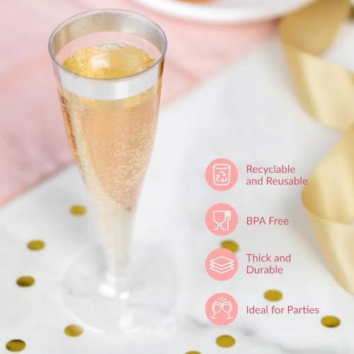Prestee Disposable Champagne Flutes, 4.5 oz Plastic Champagne Glasses - Image 5