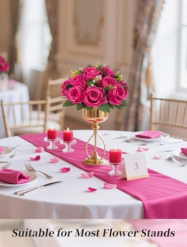 BLOSMON Hot Pink Flowers Artificial: 2 Pcs Fake Rose Balls Centerpieces - Image 5