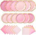 108 Pcs 36 Guests Pink Paper Plates and Napkins Party Supplies by Skybooly