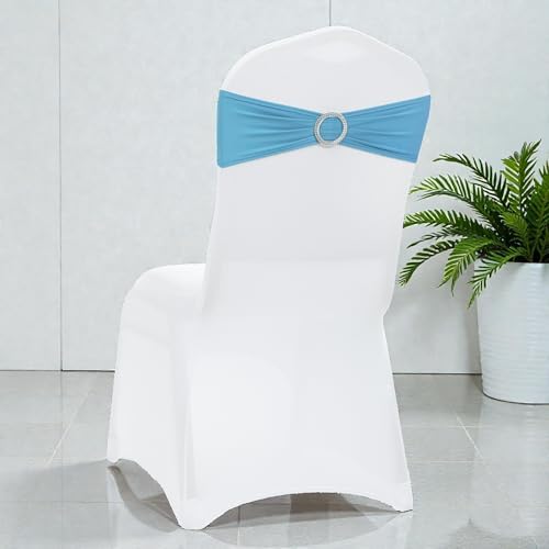 MDS Pack of 250 Spandex Chair Sashes for Wedding Party & Event – Blue - Image 5