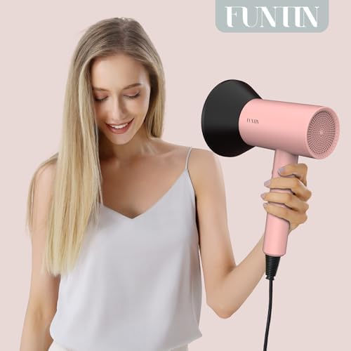 FUNTIN Hair Dryer, Blow Dryer with Diffuser Brush for Women 4C Thick Hair Ionic Hair Dryer(Baby Pink) - Image 6