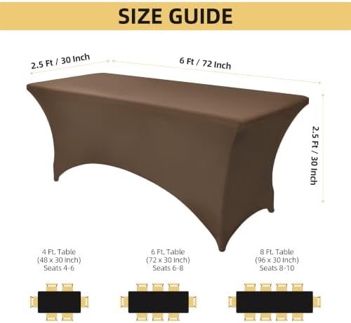 2-Pack 6ft Spandex Table Covers for Rectangle Standard Folding Tables - Wrinkle Resistant Stretch Tablecloths - Ultimate Fitted Table Protector for Parties, Trade Shows, Banquet - Image 3