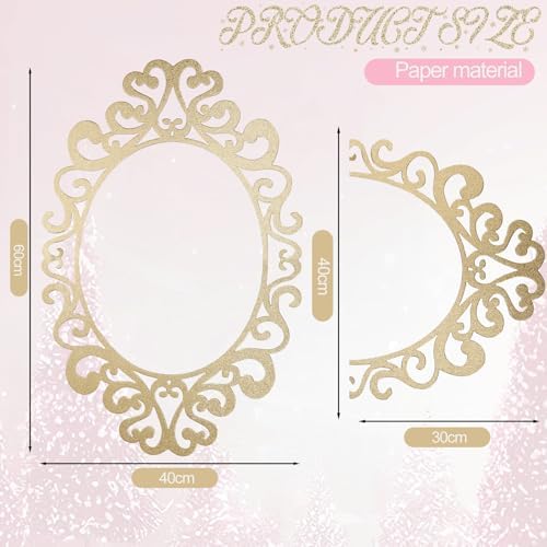Aurelema Princess Mirror Photo Booth Props 15 x 23 Inches, Gold - Image 2