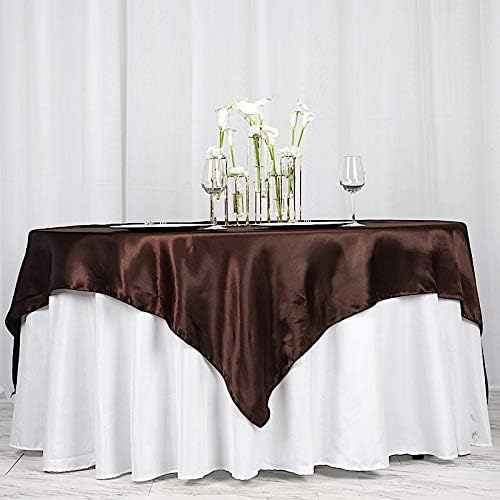 10 pcs 72x72 inch Chocolate Brown Square Tablecloth Satin Fabric Overlays Linens | Table Cloths Cover for Wedding Party Banquet Reception Events Decoration Kitchen Dining Events Kitchen Dining - Image 6