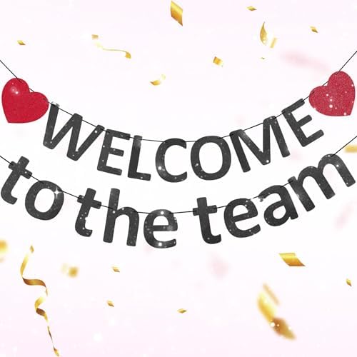 Pre-Strung Glitter Welcome to the Team Banner Welcome Banner Welcome Decorations for Office New Hire Events Corporate Onboarding & Team Building Parties (Black) by Unknown