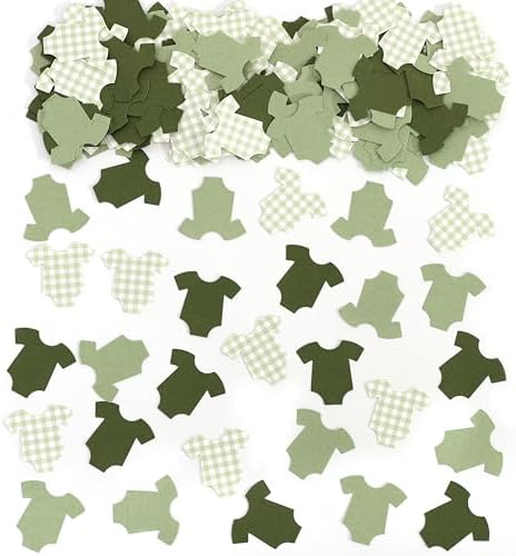 Saga Green Baby Shower Bodysuit Confetti,Green Gingham Baby Shower Confetti by TUTOTU