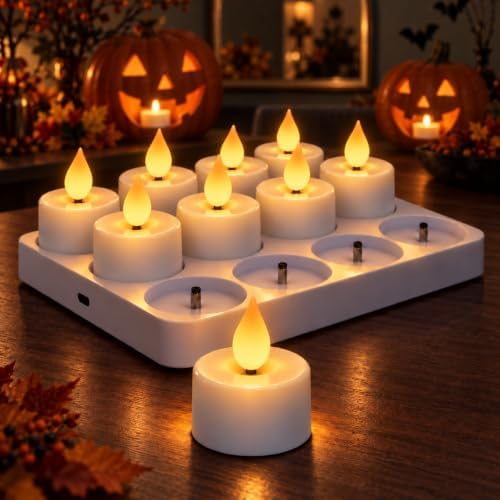 Fussion Rechargeable Tea Lights with Remote and Charging Dock, 12 Pack by Fussion